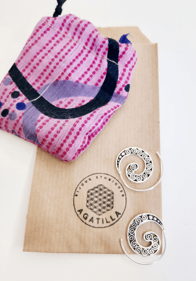 PETITES BOUCLES D'OREILLES SPIRALES HIPPIE TRANS