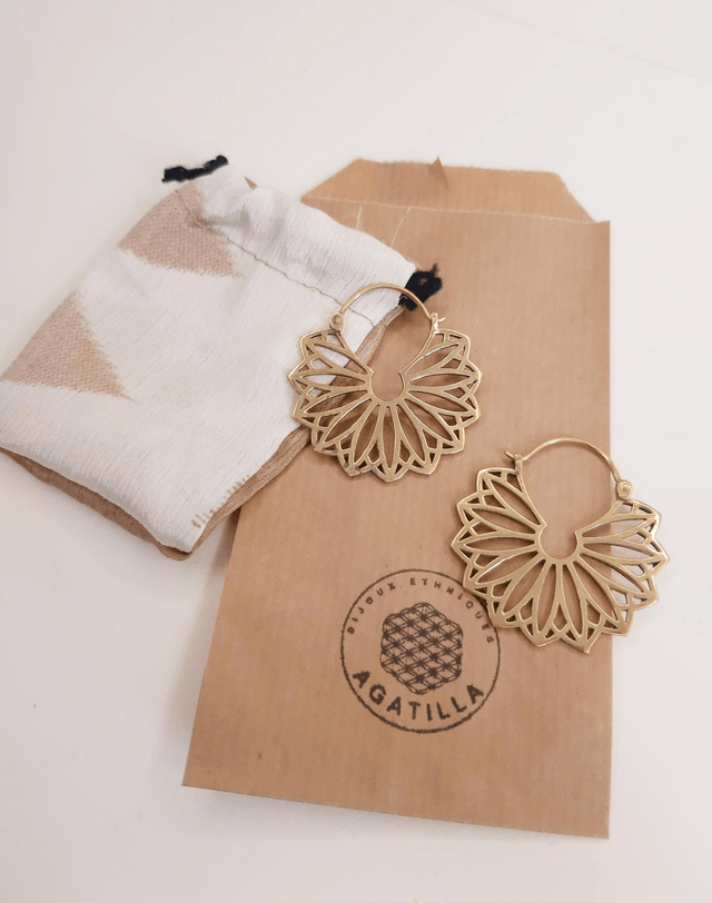 BOUCLE VITRAIL MANDALA ETHNIQUE BOHÈME HIPPIE