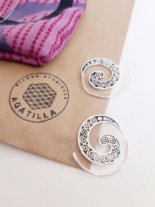 PETITES BOUCLES D'OREILLES SPIRALES HIPPIE TRANS