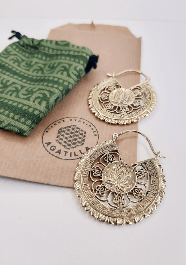 FLEUR DE LOTUS - BOUCLES D'OREILLES BOUDDHISME CHAKRAS