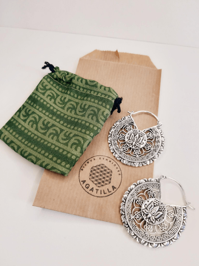 FLEUR DE LOTUS - BOUCLES D'OREILLES BOUDDHISME CHAKRAS