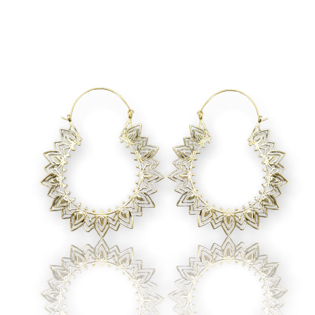 GRANDES CRÉOLES STYLISÉES - BOUCLES D'OREILLES DORÉES