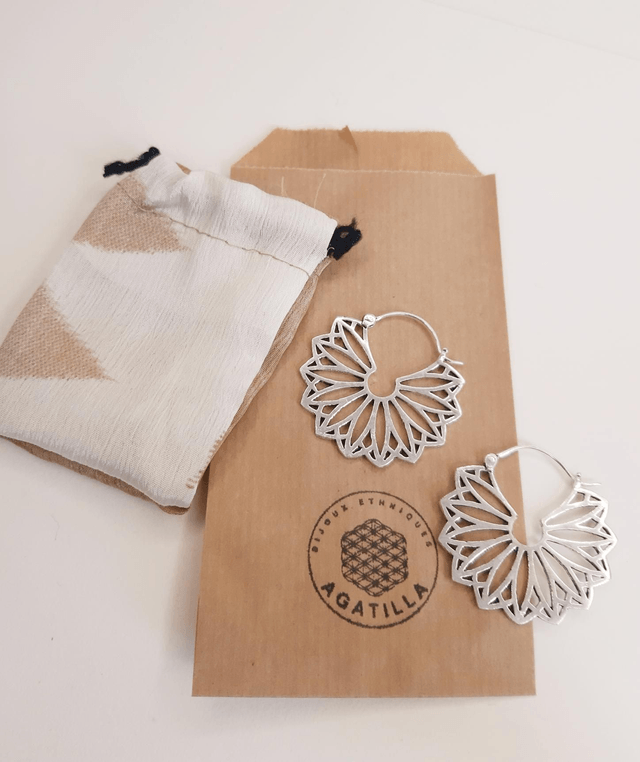 BOUCLE VITRAIL MANDALA ETHNIQUE BOHÈME HIPPIE