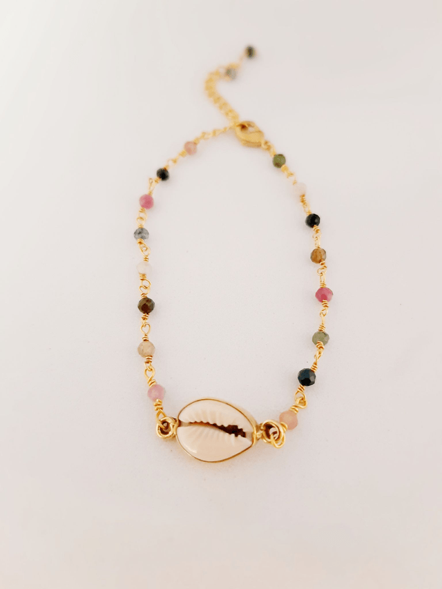 BRACELET COQUILLAGE CAURIS PERLES PIERRES