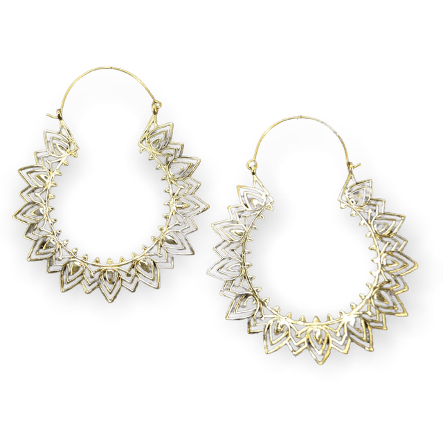 GRANDES CRÉOLES STYLISÉES - BOUCLES D'OREILLES DORÉES