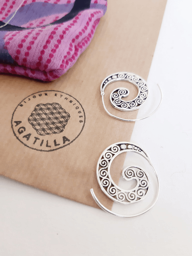PETITES BOUCLES D&#039;OREILLES SPIRALES HIPPIE TRANS